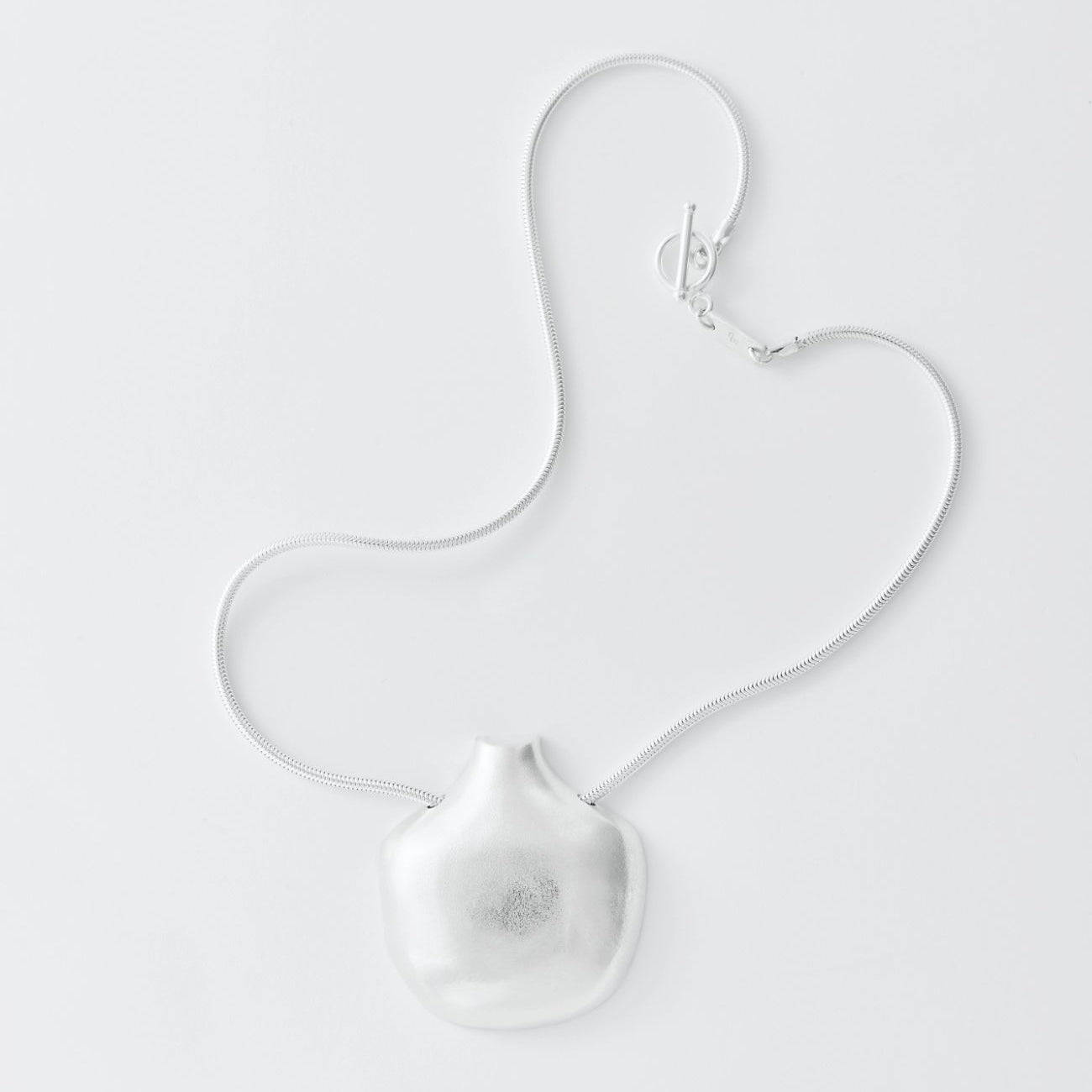 Silver necklace om white background