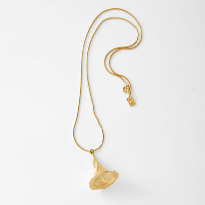 Gold necklace on a white background