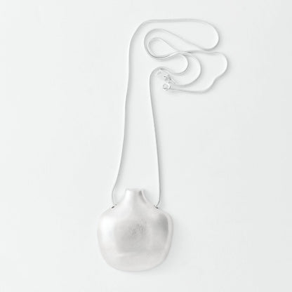 Silver pendant necklace on white background