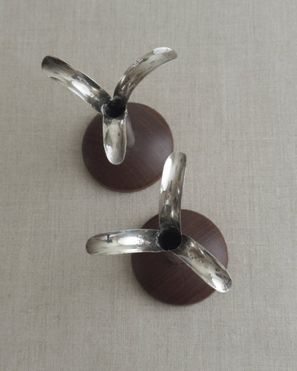 VINTAGE SILVER-PLATED CANDLE HOLDERS