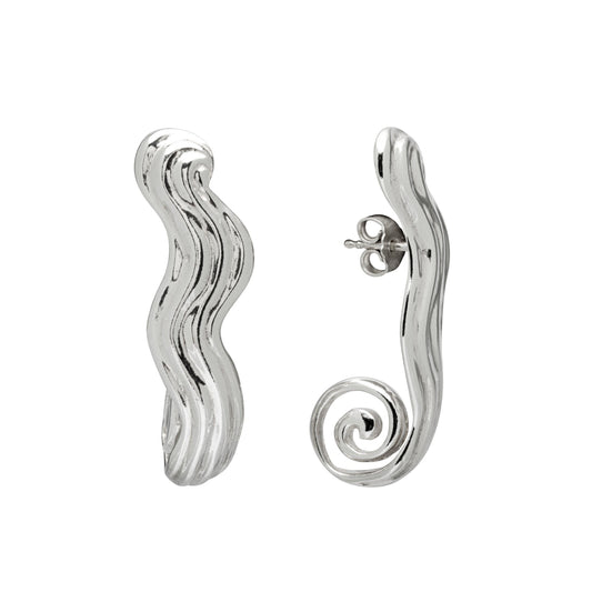 Wavy silver earrings