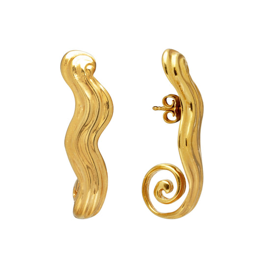 Wavy gold earrings