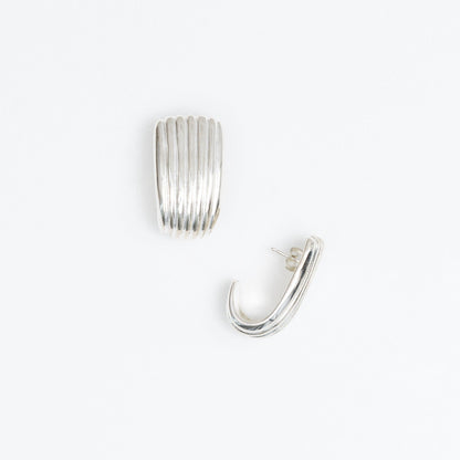 Pair of large silver earrings