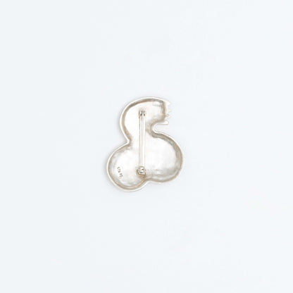 Sculptural silver brooche, backside